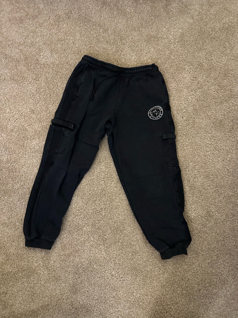 Gymshark Black Cargo Track Joggers with Logo Badge